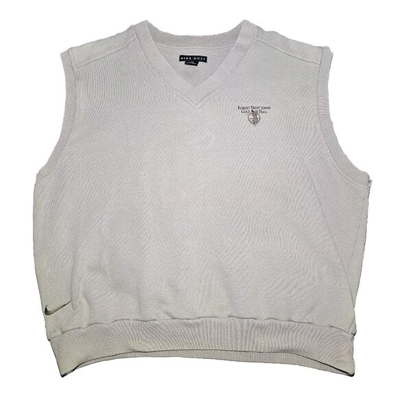 Vintage Nike Mens Golf Vest Sweater Beige V-Neck Pullover Robert Jones Trail - Picture 11 of 11